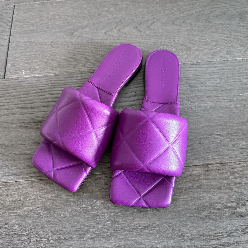 Bottega Veneta Purple Padded Square-Toe Slide Sandals